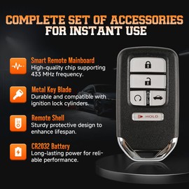 ABUDU fit for 2018-2022 Honda 10th Gen Accord Smart Key Remote Key Fob 433MHz 4A Chip 4 +1 Buttons FCC ID: CWTWB1G0090