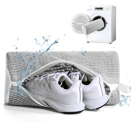 Shoe Washing Machine Bag, Invisible Zipper Side Opening Shoe Washing Bag for Washer and Dryer, Shoe Laundry Bags for Sneakers, Reusable Shoe Cleaning Bag for All Shoe Sizes (Grey 1pc)