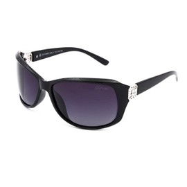 Genuine Christian Lafayette Ladies Polarized Sunglasses for Women Driving, Black Plastic frame, Light Anti Glare Violet Lenses UV400 Protection