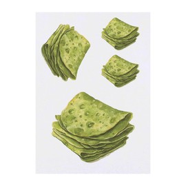 4 x 'Green Tortillas' Temporary Tattoos - Water Resistant, Skin-Safe, Non-Toxic Transfers, Mixed Sizes (TO00084020)