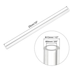 MECCANIXITY Acrylic Pipe Clear Rigid Round Plastic Tube 9mm(3/8 inch) ID 13mm(1/2 inch) OD 10" for Lamps and Lanterns, Water Cooling System