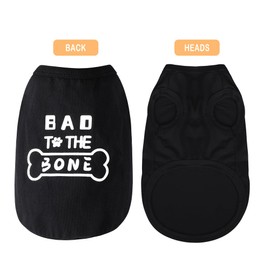 Discover Cozy Cotton Canine Wear: Soft, Lightweight, and Breathable Dog Shirt Vest with Eye-Catching Graphics(Bad to The Bone), Keeping Your Furry Friend Warm and Comfy! Black XS