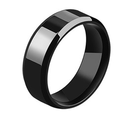 Mens Spinner Wedding Ring Rings 8mm, Brushed Stainless Steel Stress fidget Wedding Band for Anxiety Comfort fit (Black, 7)