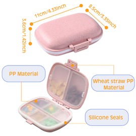KASESSS 2 Pcs Pill Box Organiser, Travel Pill Boxes 7 Day 1 Times a Day, Portable Medication Organizer with 8 Grids Weekly Pill Box Moistureproof Tablet Box Dust-Proof Pill Holder Small Pill Dispenser