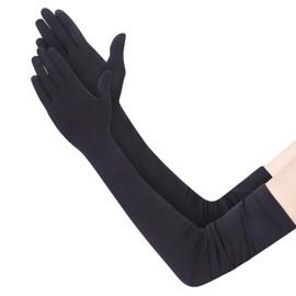 LONTG Women's Gloves, Long Gloves, Summer, UV Protection, Sun Protection, Ultraviolet Protection, Thin, Soft, Cooling, Modal Fabric, Outdoor, Train, Biking, Cycling Gloves, Driving Gloves, Black
