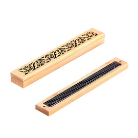GRTUFOBA Incense Holder, Horizontal Mount, Incense Case, Horizontal Stand, Wooden Incense Burner, Lid Included, Incense Holder, Delicate Openwork Carving, Beautiful, Bamboo Craft, Fireproof, Stylish