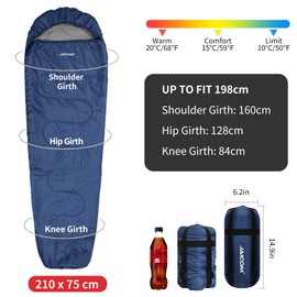 JAICOM Sleeping Bag - 3.4 Seasons Ultralight Mummy Sleeping Bag [800g/1600g], Sleeping Bag Small Pack Size & Adults - Outdoor, Camping, Trekking, Indoor