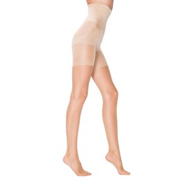 PENTI Body Control Tights | 100 Den High Waist & 15 Den Sheer Finish | Tummy Control Shaping Pantyhose | Oeko-Tex Certified (US, Alpha, Large, Regular, Regular, Nude)