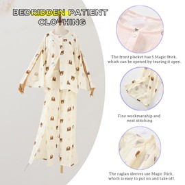 LAROTSUBA Women's Bedridden Patient Clothing,Disability Clothing,Tear Away Patient Clothing,Patient Clothes,Suitable for Paralyzed Elderly,Post Surgery Dialysis,Fracture Patients,Small Floral,XXL