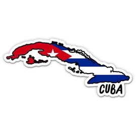 Squiddy Cuba Map with Flag Cuban Pride - Vinyl Sticker Decal for Phone, Laptop, Water Bottle - 3"