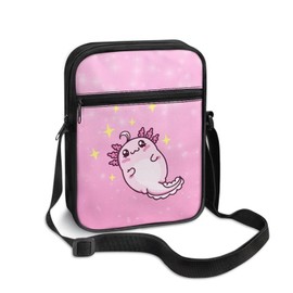 Suobstales Cute Axolotl Print Messenger Bag Purse Crossbody Bag for Women Men Waterproof Shoulder Bag Purses Small Satchel Bag for School Sling Backpack Travel Daypack