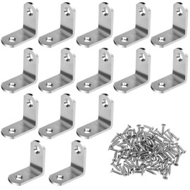 Drado Angle Connector Pack of 15 Stainless Steel Angle Brackets 25 x 25 x 2 mm Furniture Angle Bracket with 30 Screws