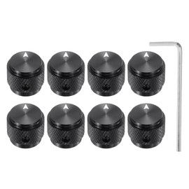sourcing map 8 Pcs Aluminium Potentiometer Knobs, 1/4"(6mm) IDx5/8"(15mm) ODx1/2"(13mm) Height Universal Volume Tone Control Knobs for Guitar, Bass, Arrow Indicator, Black