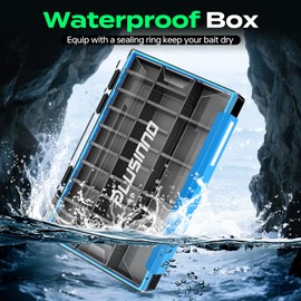 PLUSINNO Waterproof Tackle Box, 1/2 Packs Tackle Trays, Fishing Tackle Box Organizer with Removable Dividers, Fishing Box Tackle Trays and Terminal Tackle Storage
