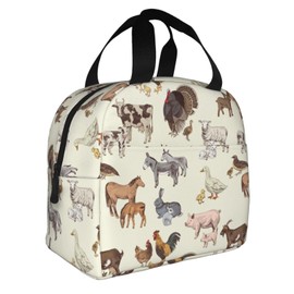 Eitqtbea Farm Animal Print Lunch Bag Lunch Box, Insulated Lunch Bag Cooler Tote Box for Women Adult