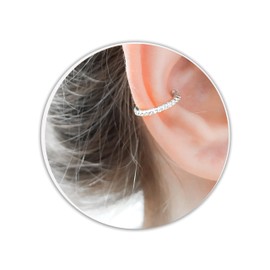 Sterling Silver Ear Cuff Earring Conch Non Pierced Clip On Clear Crystal Adjustable CZ No Piercing Wrap