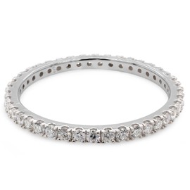 SAVEARTH DIAMONDS 1/2 cttw Round Cut Lab Created Moissanite Diamond Full Eternity Stackable Band Ring For Women In 14K White Gold Over Sterling Silver (VVS1 Clarity, 0.50 Cttw)-8