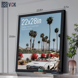 VCK 22x28 Poster Frame Black Oak - 3 Pack, Exclusive Natural Textured Solid Wood Picture Frame, Horizontal and Vertical Formats for Wall with Included Hanging Hardware