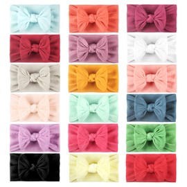 SUBANG 18 Pack Baby Nylon Headbands Baby Bows Hairbands Elastic Hair Bow Hair Accessories for Babies Girls Newborn Toddler Kids