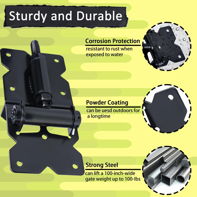 Self Closing Gate Hinges for Wood/Vinyl/PVC/Metal Fence Gate 90 Degree