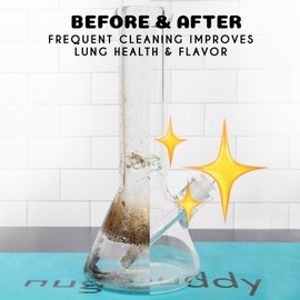 nugbuddy Glass Cleaning Kit - Reusable Silicone Accessories - Complete Kit to Clean your Piece, Just Add Cleaner - Reusable Soaker Bag, Brushes, Mat, Caps & Plugs, Funnel, & Microfiber Towel