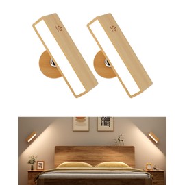 YiLaie Wall Sconces Set of 2 Rechargeable Wall Lights with 360 Rotation,Dimmable Battery Operated Wall Sconce,Magnetic Wall Light for Bedroom,Wireless Wall Mount Light for Picture,Living Room(2 Pack)