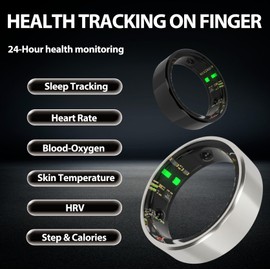 WeiQiuOutdr Smart Ring Health Tracker with Free Subscription, Fitness Sleep Heart Rate Blood Oxygen Tracking Ring with Charging Case,Great Gift,Silver,US 10
