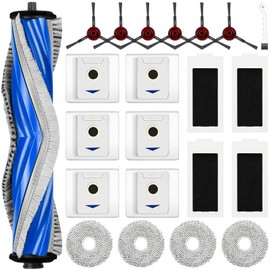 KTNAid 22 St??ck Zubeh?r f??r Ecovacs Deebot T30 Omni / T30 Pro Omni Saugroboter, 1 Hauptb??rste 6 Staubbeutel 4 Wischt??cher 4 Filter 6 Seitenb??rsten 1 Reinigungsb??rste