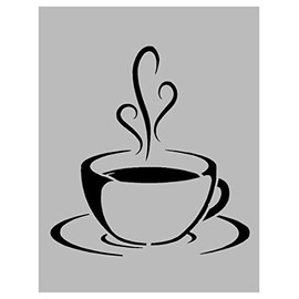Kitchen Decoration Coffee Stencil 1 Cup - Reusable Stencil (8.5" x 11" Sheet) for Painting on Walls, Wood, Arts and Crafts (My Custom Stencils)