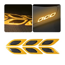 CGEMDY Pack of 6 Universal Reflective Car Warning Stickers, Car Warning Safety Reflective, Bumper Stickers for Cars, 3D Reflective Warning Stickers (Yellow)