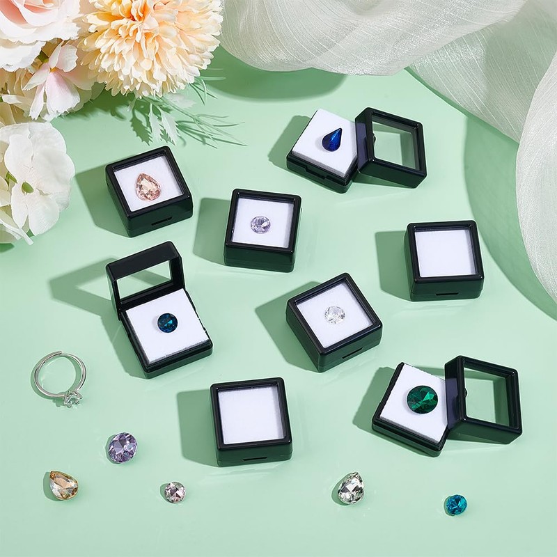 BENECREAT Pack of 70 Black Gemstone Display Box, 29.5 mm