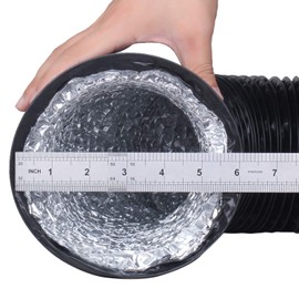 Eau Black Flexible 4-Layers Aluminum 6 Inch Dryer Vent Tube Transition Hose with 2 Screw Clamps Great for HVAC, Clothes Dryer, Air Duct