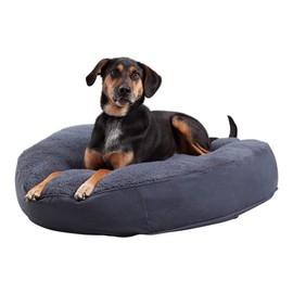 Happy Hounds Scout Deluxe Round Pillow Style Sherpa Dog Bed, Medium (36 x 36 in.), Prussian Blue, 36.0" L x 36.0" W x 6.0" Th