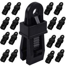 PGKDYC 25PCS Heavy Duty Tarpaulin Clips & Tarp Clamps – Reusable Tarp Clips, Durable Plastic Windproof Clips for Canopy, Camping Tents, Boat Covers & Outdoor Awning (Black)