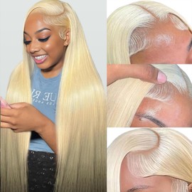 613 Blonde Wig Human Hair 22 Inch 613 Lace Front Wig Human Hair Straight 210% Density 13x4 HD Blonde Lace Front Wigs Human Hair 16A 613 Straight Glueless Wig Pre Plucked 613 Blonde HD Lace Frontal Wig
