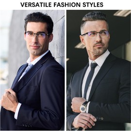 CLASAGA Progressive Multifocus Reading Glasses for Men,Lightweight Metal Half Frame Blue Light Blocking Computer Readers (3 MIX, 2.5, x)