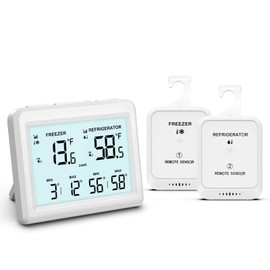 OQIMAX Refrigerator Thermometer Digital Fridge Freezer Thermometer with 2 Sensors Refrigerator Thermometer with Min/Max Display ℃/℉ Switch for Home