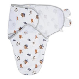 LollyBanks Baby Swaddle, 100% Organic Cotton Baby Boy Essentials Swaddle Sack 0-3 Months, Newborn Swaddle with Easy Change Zipper, Baby Swaddle Blanket Wrap, Baby Registry Must Haves (Cowboy Outfit)