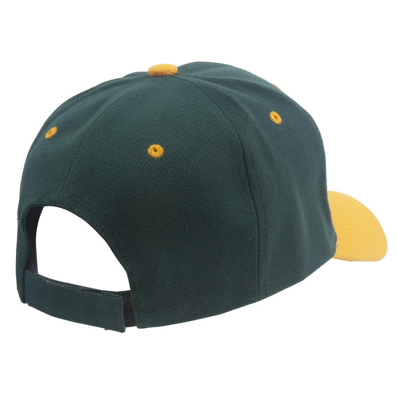 TOP HEADWEAR Adjustable Baseball Structured Cap Hat, Green/Gold