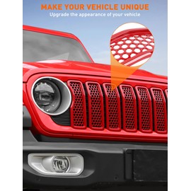 Savadicar - Insertos de parrilla delantera para Jeep Wrangler JL JLU 4XE y Gladiator JT 2024+ - Eleva la estética de tu Wrangler con protector de rejilla de malla frontal, accesorios de molduras