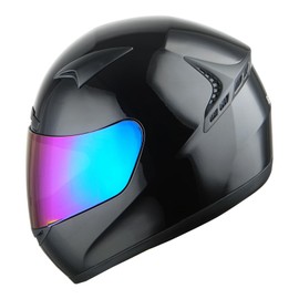 1STORM Motorcycle Bike Full FACE Helmet Booster Glossy Black; Size M (57-58 CM)