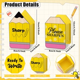 gisgfim 4 Pcs Pencil Shaped Holder Sharp and Dull Pencil Holder Wooden Dispenser Pencils Storage Organizer Container for Back to School Teachers Classroom Office Desk Management Organization