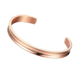 ZUOBAO 6mm Stainless Steel Hair Tie Bracelet Grooved Cuff Bangle for Women Girls (Rose Gold)