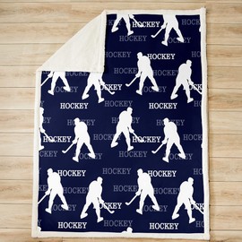 Ice Hockey Throw Blanket Hockey Player Pattern Fleece Blanket Sports Theme Bed Blanket for Couch or Bed Hockey Stick Blanket Soft Warm Lightweight for Kids Adults Women Gift(40x50 Inches)