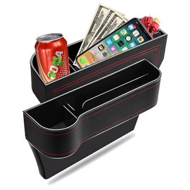 Organizador De Relleno De Espacio Para Asiento De Coche, 2PCS Universal De Piel De Espacio Para Asiento De Coche Caja Con Soporte Para Taza Para TeléFonos Celulares Llaves Tarjetas Carteras