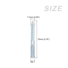 sourcing map Double Ended Screws (M8 Thread 70mm Long) 10pcs, Hanger Bolts Self-Tapping Double Sided Screws - for Home Repairs