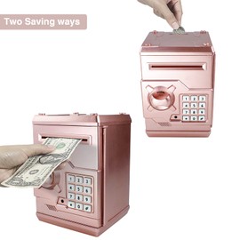 HUSAN Electronic Money Box for Children, Money Box Password Piggy Bank Toy Festival Birthday Gifts for Children (Rose Gold)