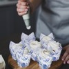 Whaline 200Pcs Blue and White Floral Cupcake Liners Chinoiserie Muffin