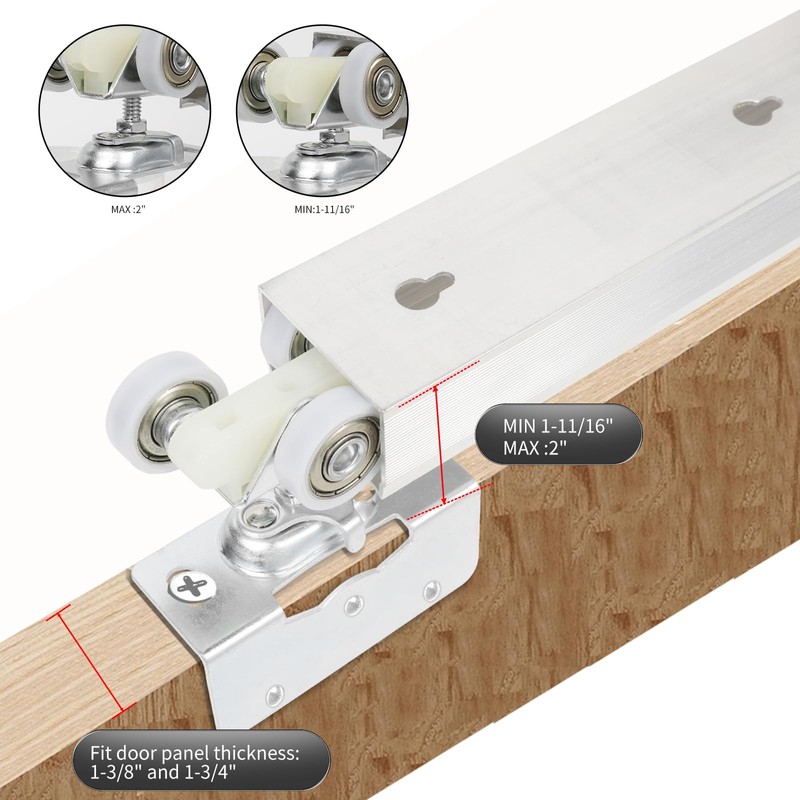 DIYHD 60" Commercial Grade Aluminum Pocket Door Track Kit,Ceiling Mount