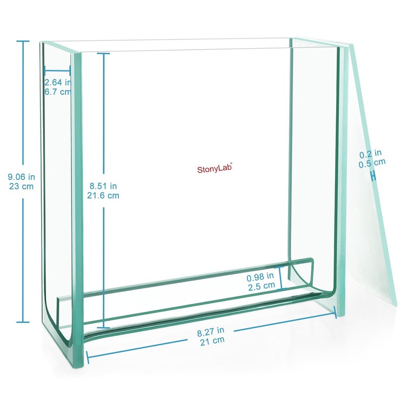 stonylab Glass Square TLC Developing Tank, Heavy Duty Borosilicate Chromatography